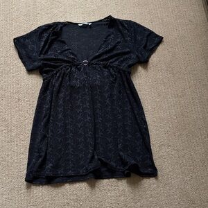 La Vie En Rose Aqua Beach Coverup Dress, size L, Black